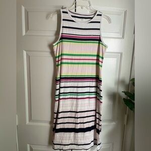 Tommy Hilfiger Striped Sleeveless Midi dress Sz M Stretch Preppy Cottage Coastal